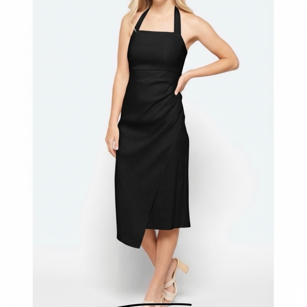 NWOT Modern Citizen Mira Square Neck Halter Midi Dress‎ Linen Blend Summer